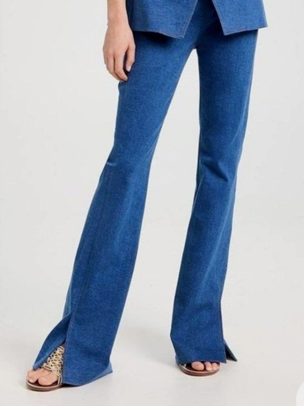 Veronica Beard Royce Pant Women’s Size 10 Cosmo Denim High Rise Split Hem Flare